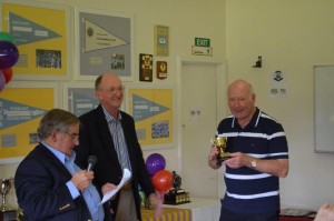Michael and Tony present award to David Bird, who won both the 21 Up and 100 Up Championships